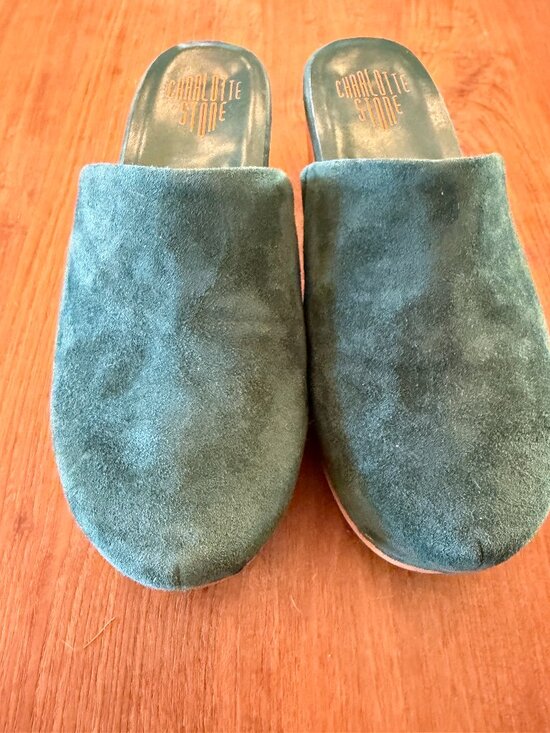 Charlotte Stone Shoes - Charlotte Stone Emerald Green Suede Martino Clogs